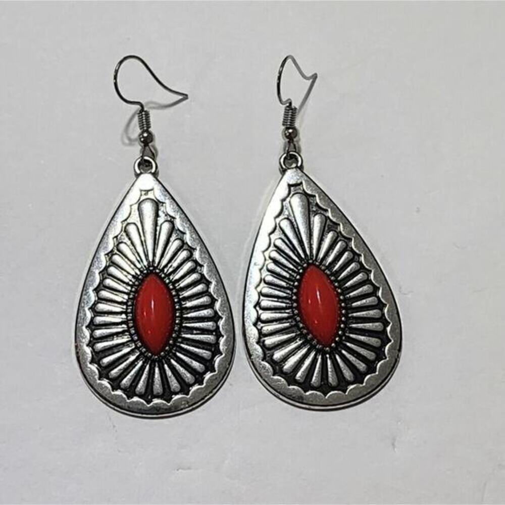 Treska silver tone western boho dangle earrings